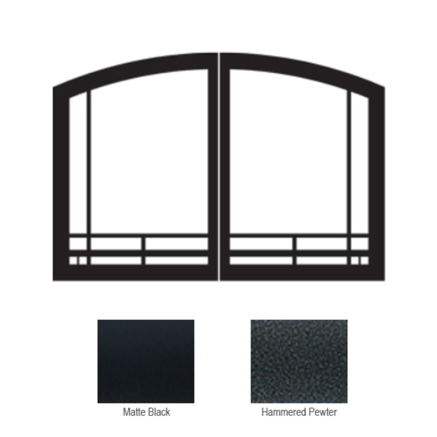 Empire Black Mission Arch Door Set for 36" Fireplace and Firebox