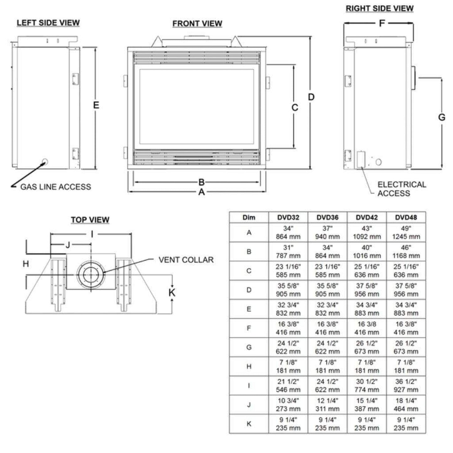 Empire Tahoe 42" Millivolt Control With On/Off Switch, Natural Gas Direct Vent Deluxe Fireplace