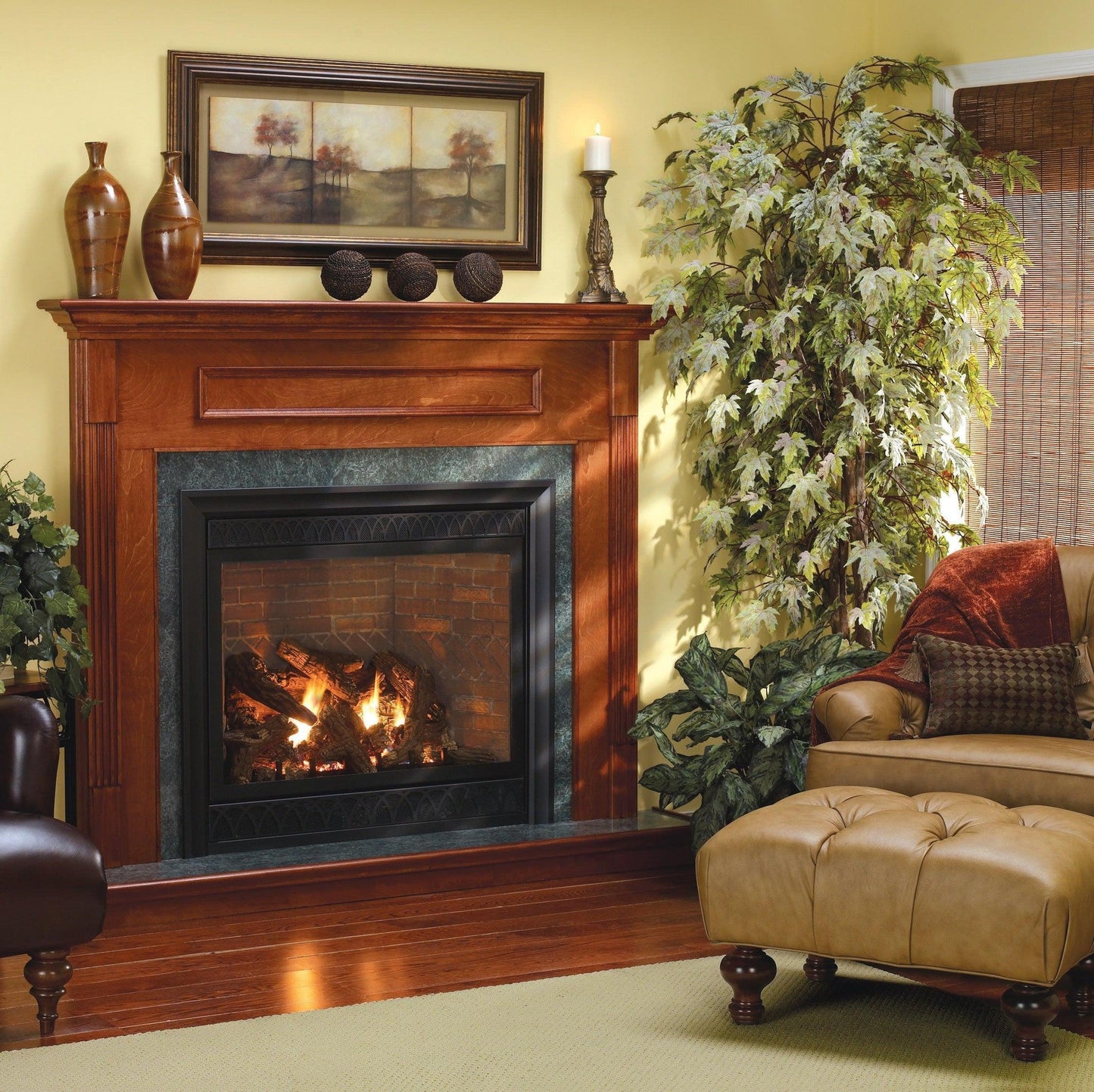 Empire Tahoe 42" Millivolt Control With On/Off Switch and Blower, Natural Gas Direct Vent Luxury Fireplace