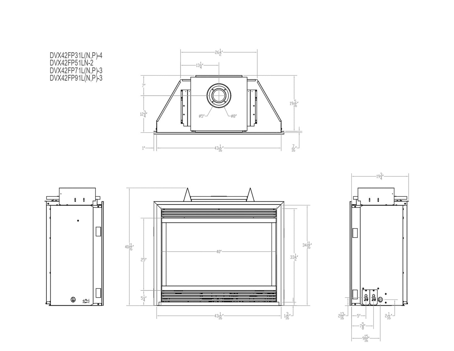 Empire Tahoe 42" Millivolt Control With On/Off Switch and Blower, Natural Gas Direct Vent Luxury Fireplace