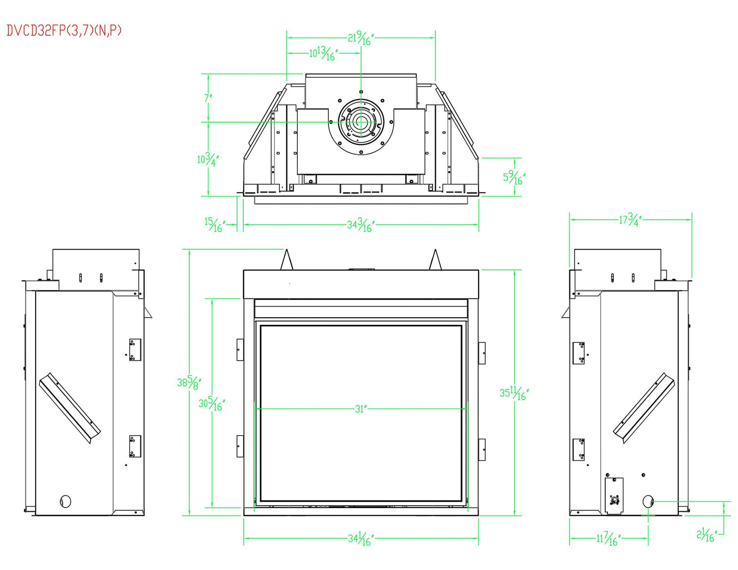 Empire Tahoe Clean Face 32" Intermittent Pilot Control With On/Off Switch, Natural Gas Direct Vent Deluxe Fireplace