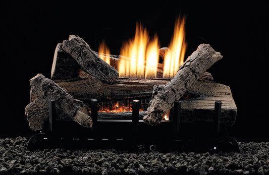 Empire 30" Whiskey River Refractory Log Set With Manual Control, Propane Gas Vent-Free Contour Burner