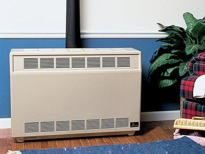 Empire 37" 25,000 BTU Beige Standing Pilot Hydraulic Thermostat Control, Propane Gas Console Vented Room Heater