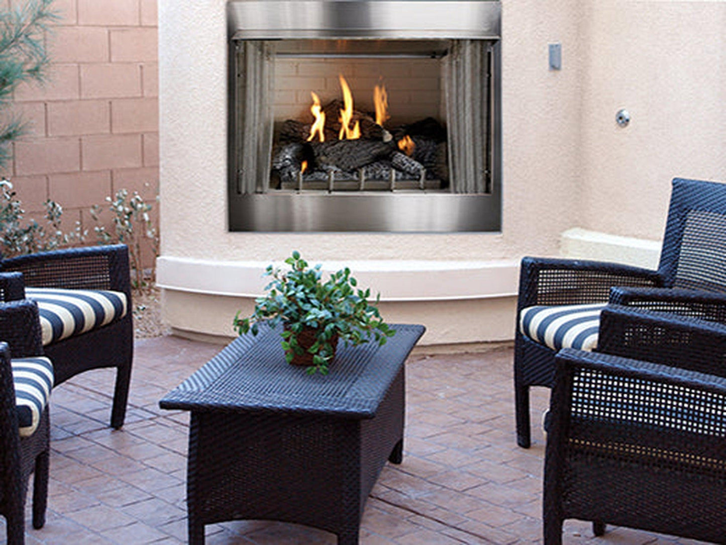 Empire Carol Rose Coastal 36" Stainless Steel Millivolt Control, Propane Gas Traditional Premium Outdoor Fireplace
