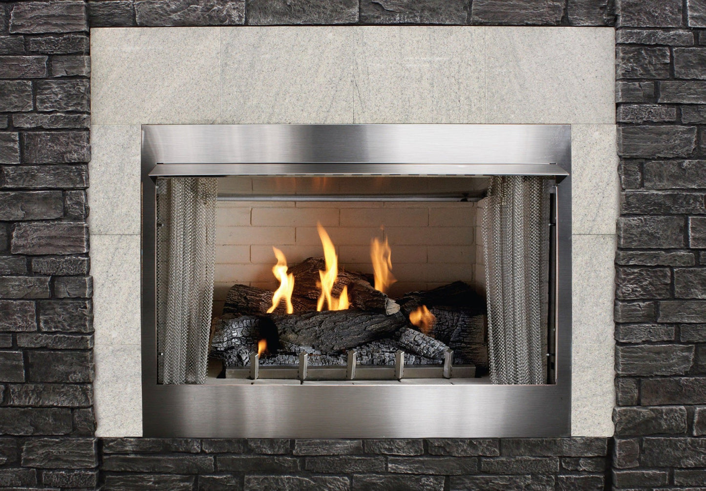 Empire Carol Rose Coastal 42" Stainless Steel Millivolt Control, Propane Gas Traditional Premium Outdoor Fireplace
