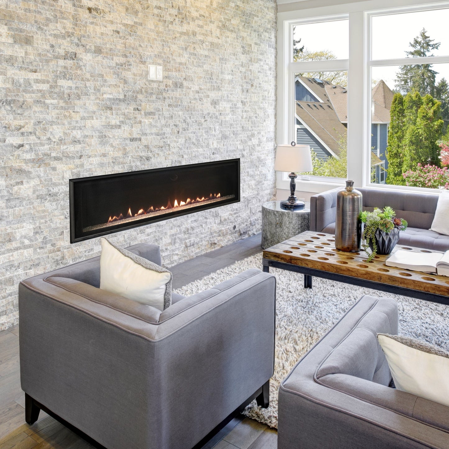 Empire Loft 46" Millivolt Control With On/Off Switch, Propane Gas Direct Vent Linear Fireplace