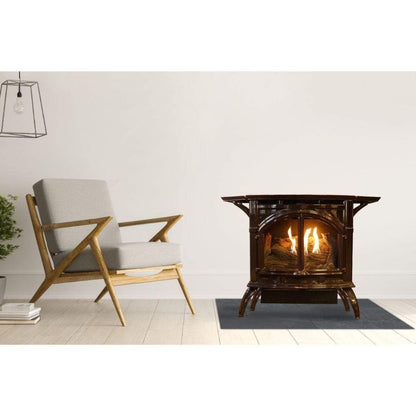 Empire Spirit 22" 10,000 BTU Porcelain Mahogany Finish Millivolt Control With On/Off Switch, Natural Gas Vent Free Cast Iron Small Stove