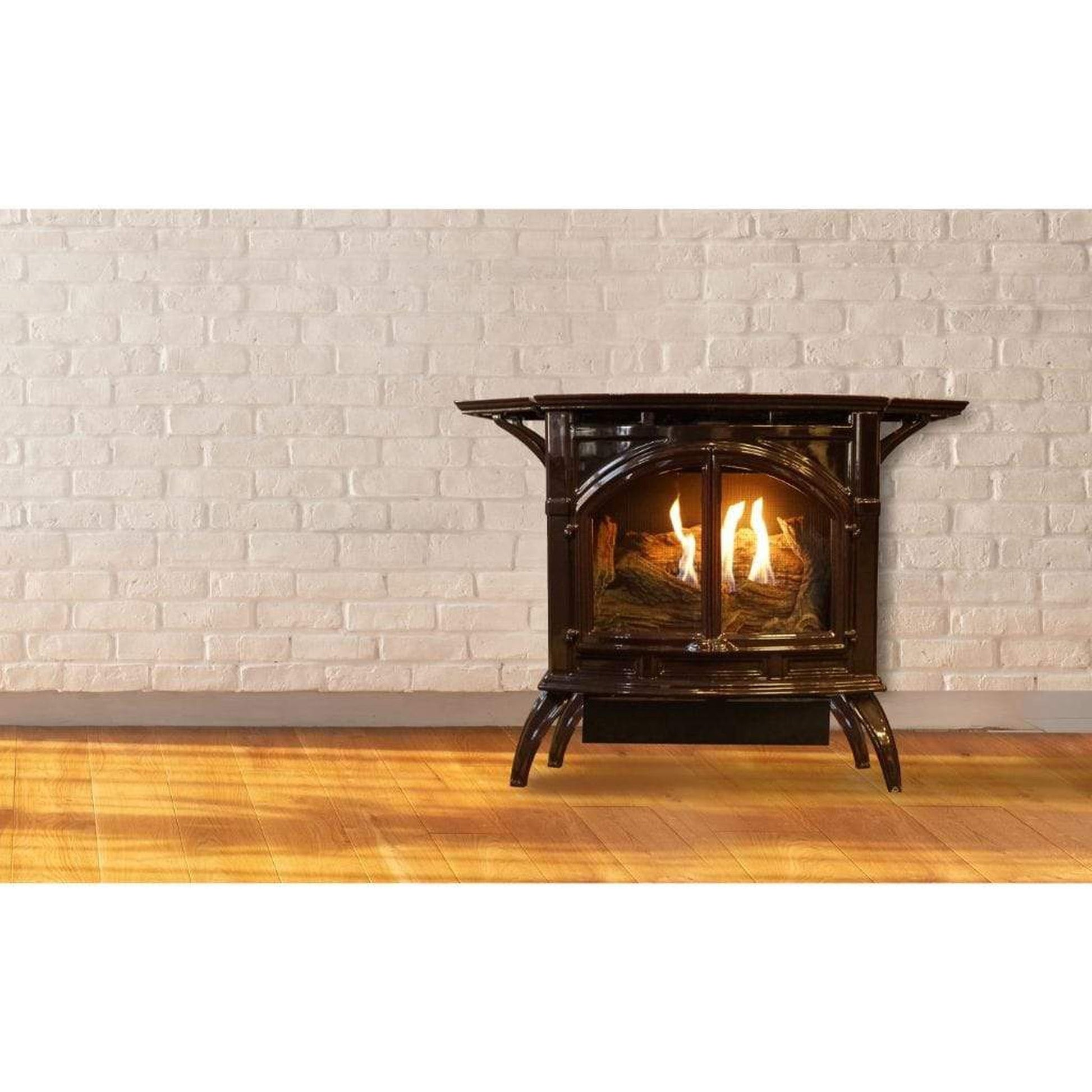 Empire Spirit 22" 20,000 BTU Porcelain Mahogany Finish Intermittent Pilot Control With On/Off Switch, Propane Gas Vent Free Cast Iron Small Stove