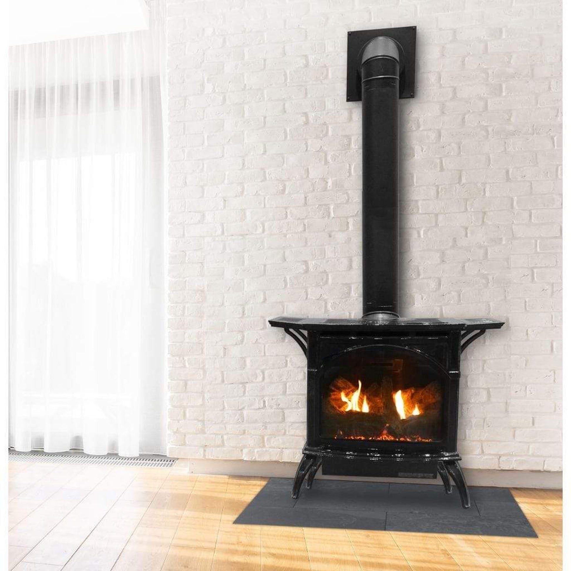 Empire Spirit 22" Porcelain Black Finish Intermittent Pilot Control With On/Off Switch, Natural Gas Direct Vent Cast Iron Small Stove