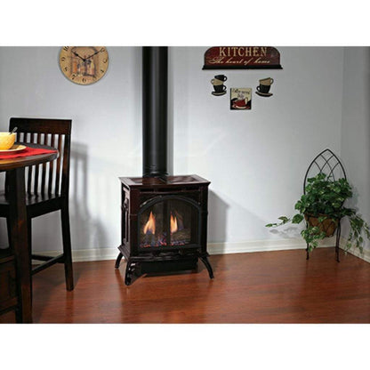 Empire Spirit 22" Porcelain Mahogany Finish Intermittent Pilot Control With On/Off Switch, Natural Gas Direct Vent Cast Iron Small Stove