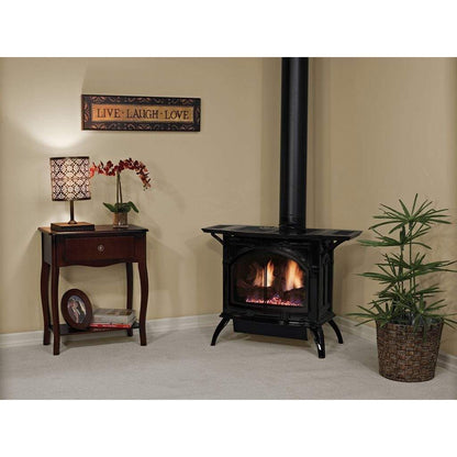 Empire Spirit 28" Porcelain Black Finish Intermittent Pilot Control With On/Off Switch, Natural Gas Direct Vent Cast Iron Medium Stove