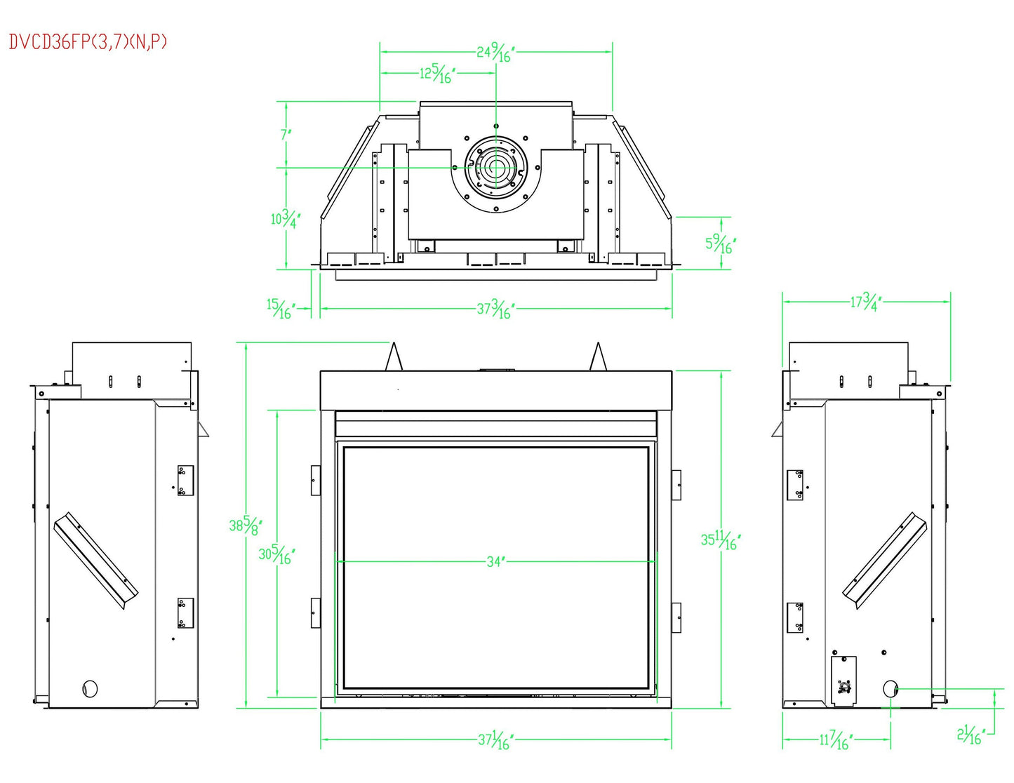 Empire Tahoe Clean Face 36" Millivolt Control With On/Off Switch, Propane Gas Direct Vent Deluxe Fireplace