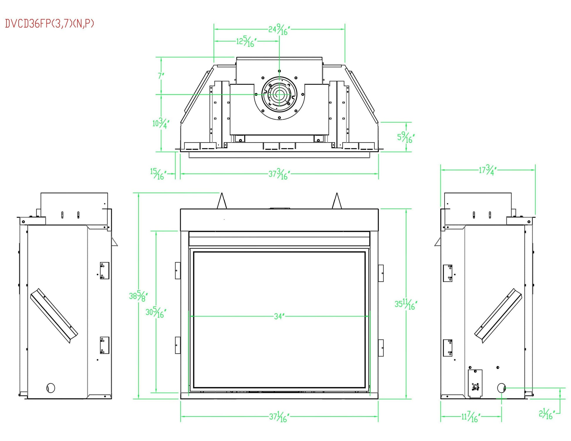 Empire Tahoe Clean Face 36" Millivolt Control With On/Off Switch, Propane Gas Direct Vent Deluxe Fireplace