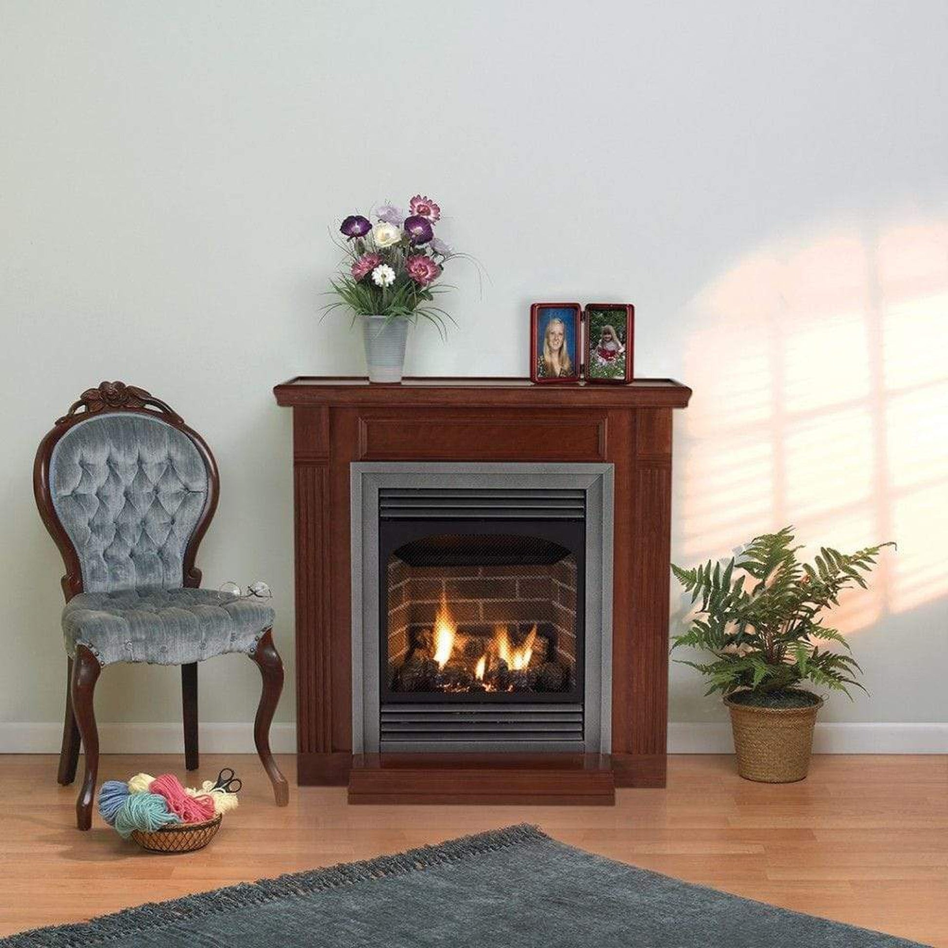 Empire Vail 24" Intermittent Pilot Control With On/Off Switch and Slope Glaze Burner, Natural Gas Vent Free Premium Fireplace